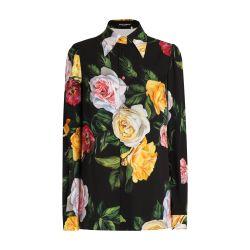 Peony and rose-print charmeuse shirt by DOLCE&GABBANA