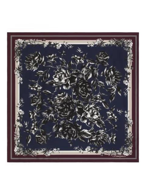 Peony-print silk scarf by DOLCE&GABBANA