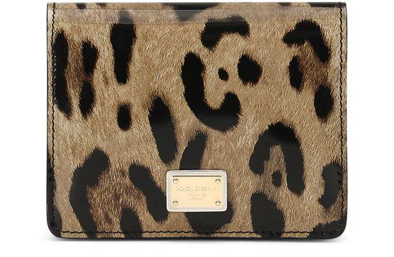 Polished calfskin wallet with leopard print by DOLCE&GABBANA