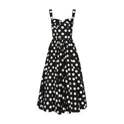 Polka-dot calf-length corset dress by DOLCE&GABBANA