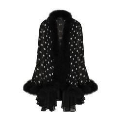 Polka-dot marabou trim chiffon cape by DOLCE&GABBANA