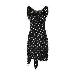 Polka-dot midi dress with draping by DOLCE&GABBANA