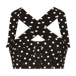 Polka-dot print cotton corset top by DOLCE&GABBANA