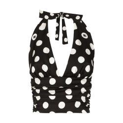 Polka-dot top with plunging neckline by DOLCE&GABBANA