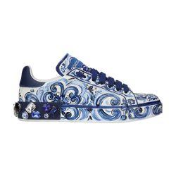 Portofino majolica-print calfskin sneakers by DOLCE&GABBANA