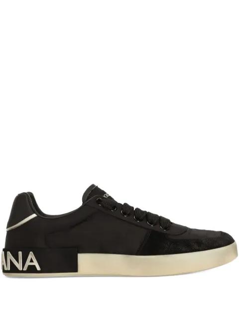 Portofino nylon and split calfskin sneakers by DOLCE&GABBANA
