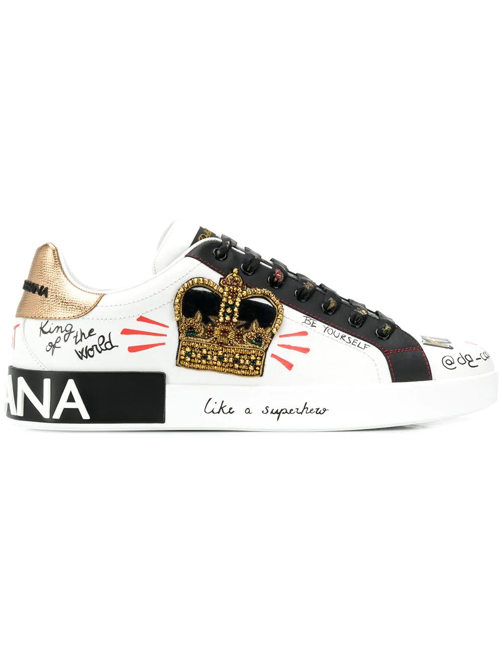 Portofino patch-detail leather sneakers by DOLCE&GABBANA