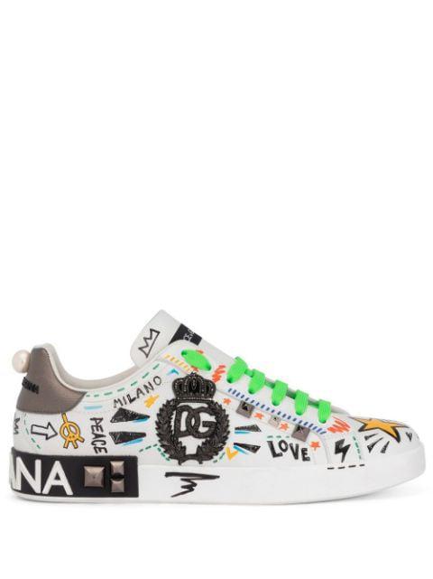 Portofino studded leather sneakers by DOLCE&GABBANA