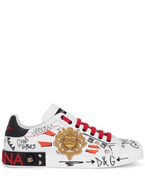 Portofino studded leather sneakers by DOLCE&GABBANA