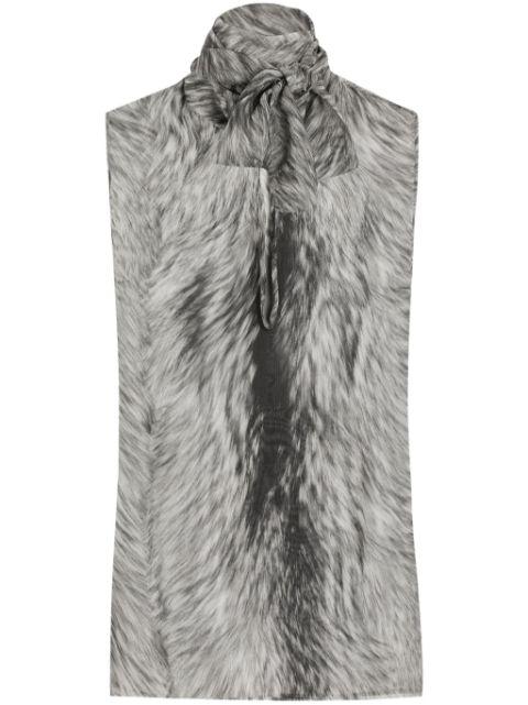 Pussy bow top with Fur print by DOLCE&GABBANA
