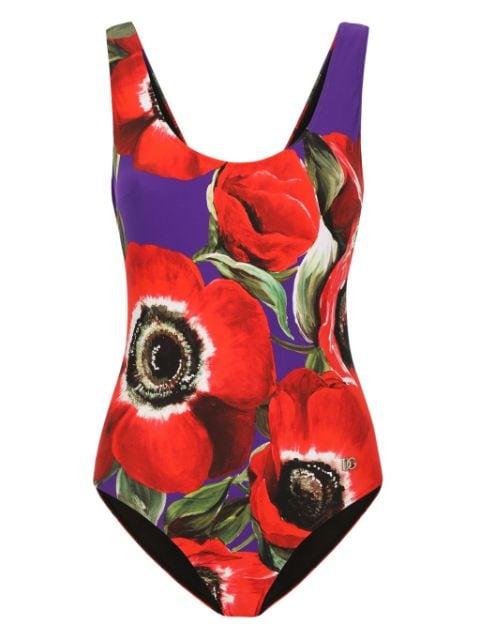 Racing anemone-print swimsuit by DOLCE&GABBANA