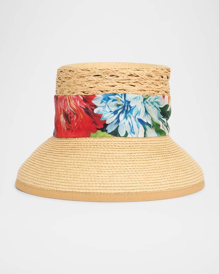Raffia Bucket Hat With Silk Scarf by DOLCE&GABBANA
