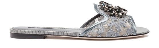 Rainbow lace slides with brooch detailing by DOLCE&GABBANA