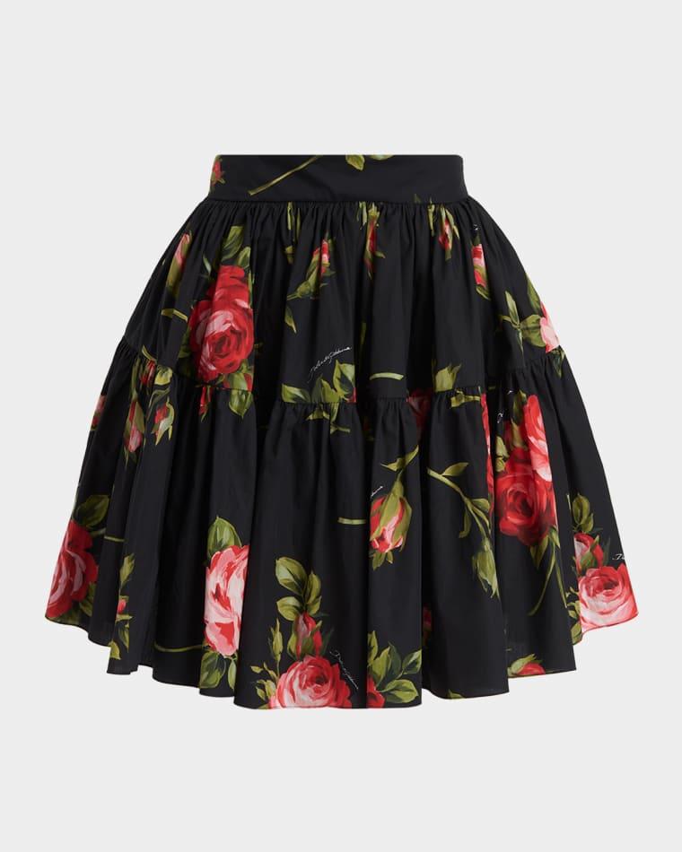 Rose Bouquet-Print Short Skirt by DOLCE&GABBANA