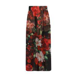 Rose-print chiffon calf-length skirt by DOLCE&GABBANA