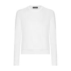 Round-neck silk sweater with logo by DOLCE&GABBANA