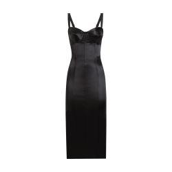 Satin calf-length corset dress by DOLCE&GABBANA