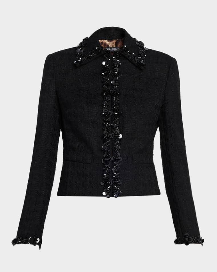 Short Sequined Stretch Mat Jacket by DOLCE&GABBANA