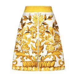 Short majolica-print brocade skirt by DOLCE&GABBANA