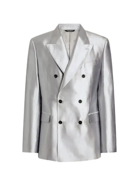Sicilia Light double-breasted silk shantung jacket by DOLCE&GABBANA