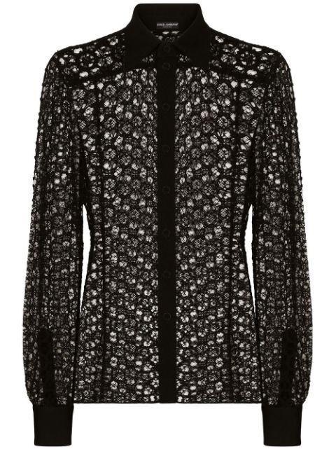 Sicilia-fit macramé-lace single-breasted blazer by DOLCE&GABBANA