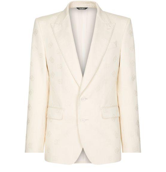 Sicilia-fit single-breasted cotton with jacquard DG details jacket by DOLCE&GABBANA