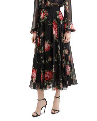 Silk Blend Rose Bouquet Chiffon Skirt by DOLCE&GABBANA