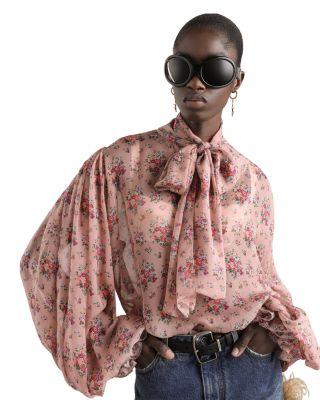 Silk Floral Bouquet Chiffon Top by DOLCE&GABBANA