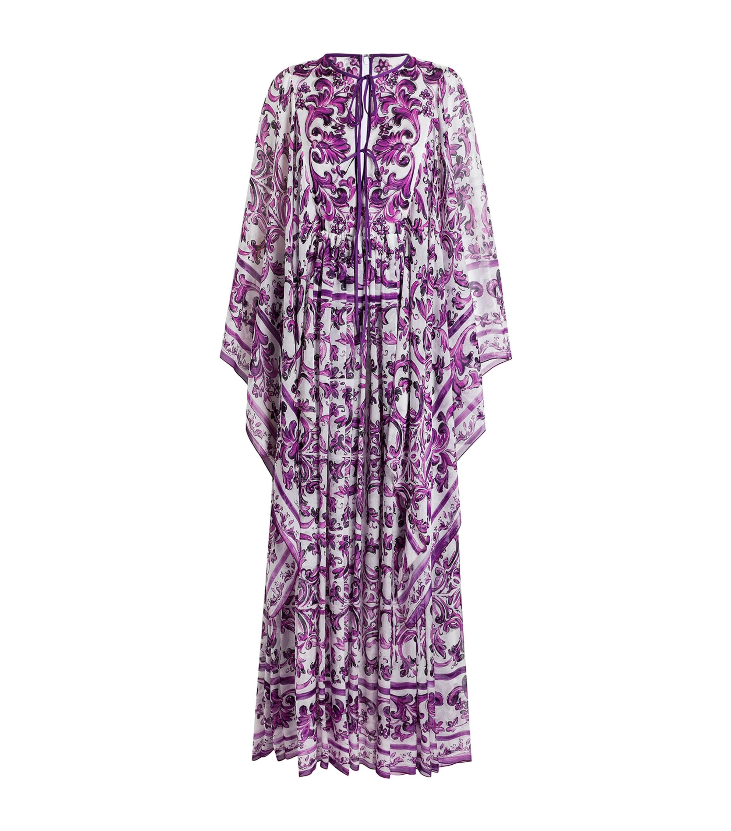 Silk Majolica Print Kaftan Dress by DOLCE&GABBANA