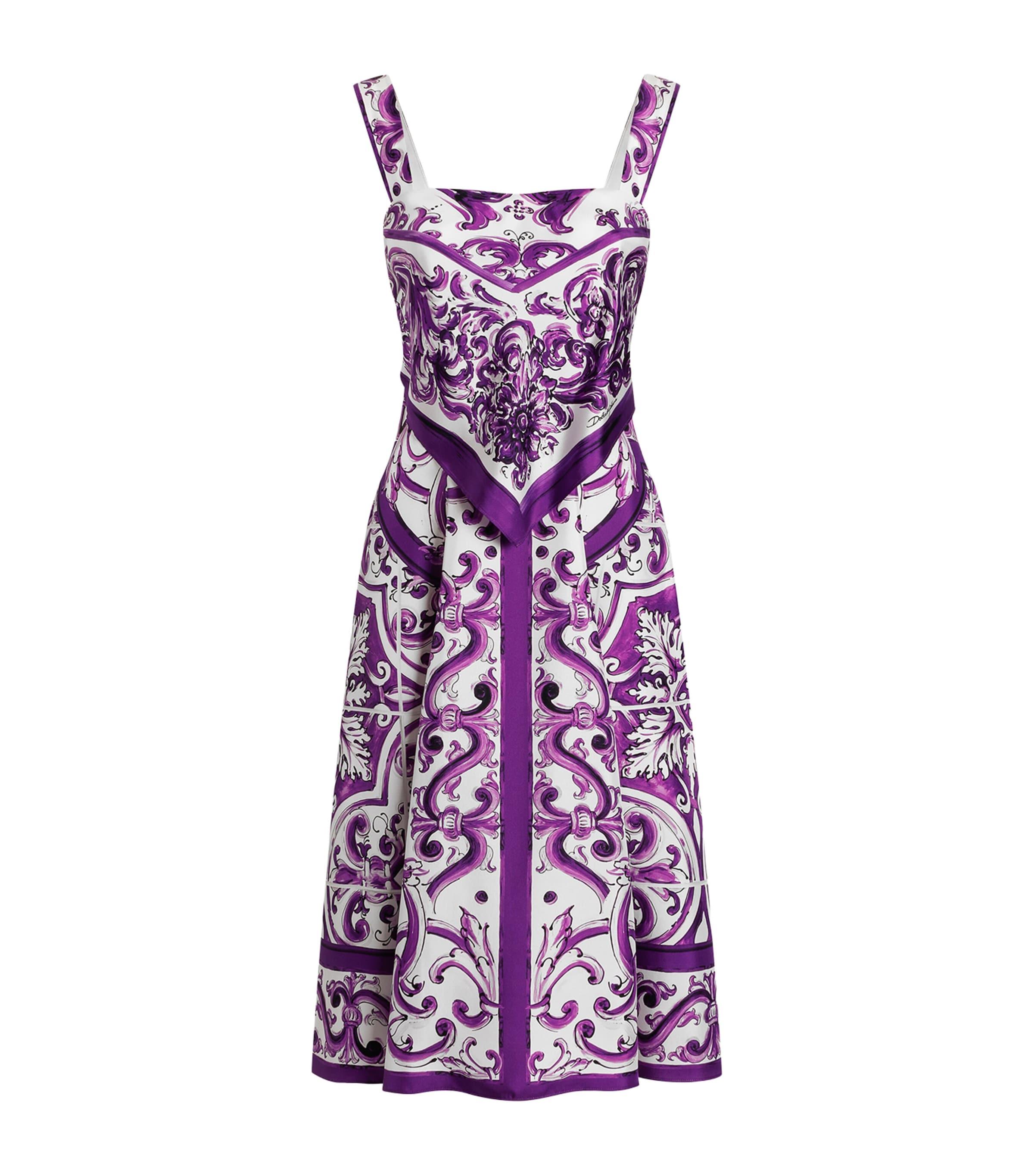 Silk Majolica Print Midi Dress by DOLCE&GABBANA