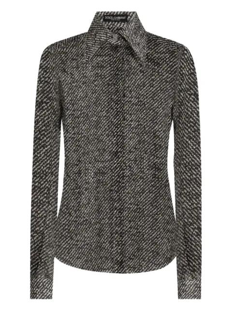 Silk chiffon shirt with bouclé print by DOLCE&GABBANA