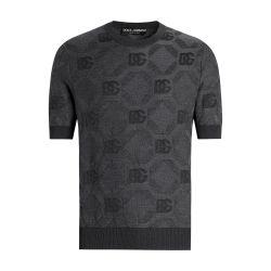 Silk crewneck sweater with jacquard logo by DOLCE&GABBANA
