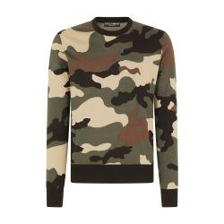 Silk round-neck sweater with camouflage intarsia by DOLCE&GABBANA