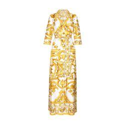 Silk twill robe with majolica print by DOLCE&GABBANA