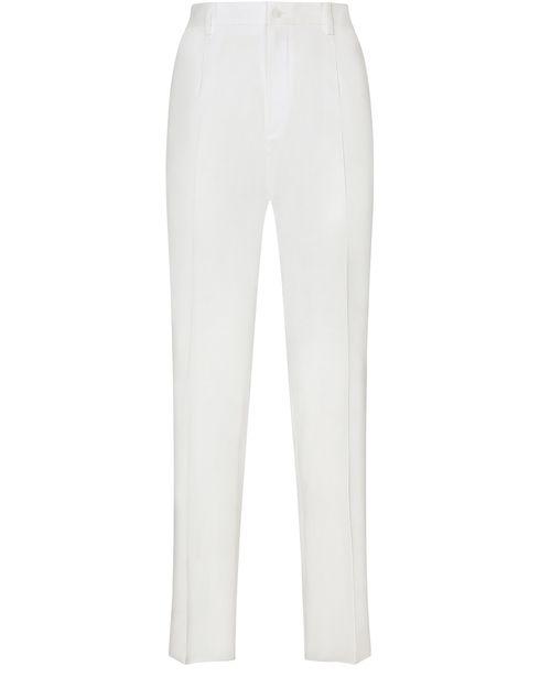 Stretch cotton pants with branded tag by DOLCE&GABBANA