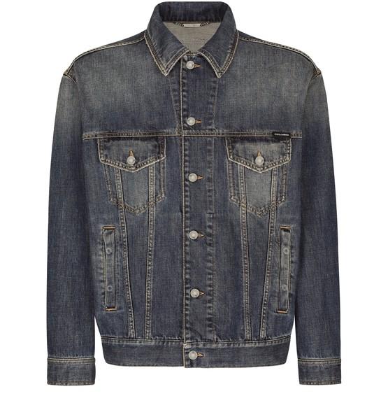 Stretch light blue wash denim jacket by DOLCE&GABBANA