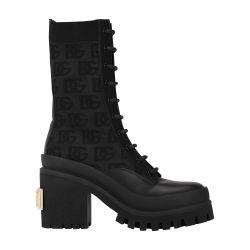 Stretch mesh ankle boots with all-over DG logo by DOLCE&GABBANA
