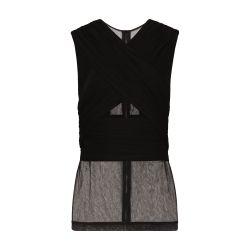 Stretch tulle t-shirt with draping by DOLCE&GABBANA
