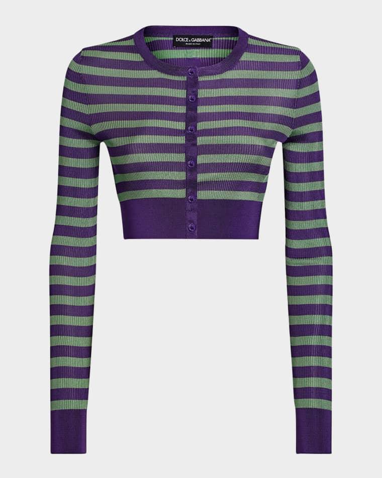 Striped Rib Crop Crewneck Cardigan by DOLCE&GABBANA