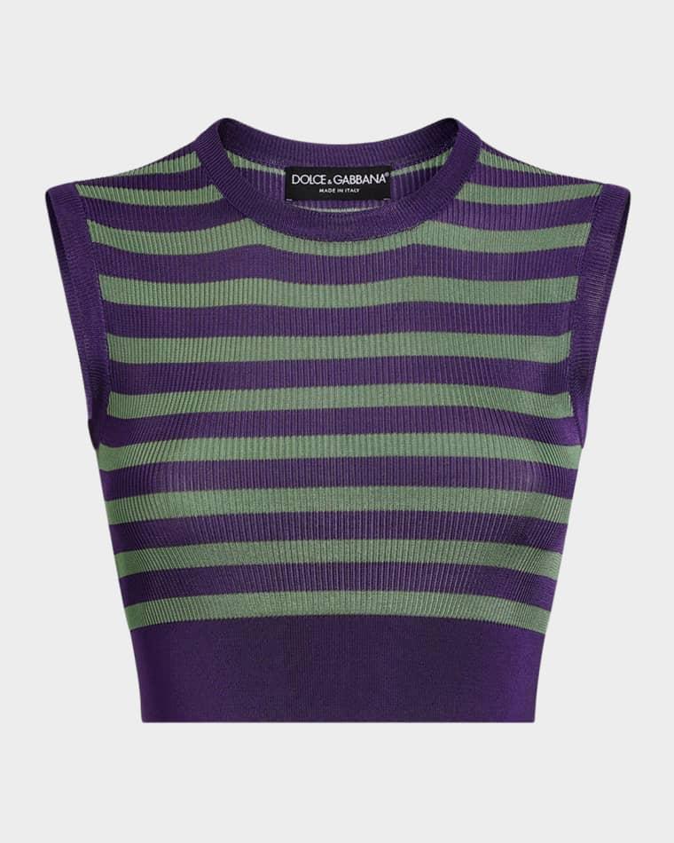 Striped Rib Crop Tank Top by DOLCE&GABBANA