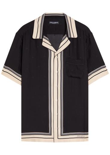 Striped logo-jacquard silk shirt by DOLCE&GABBANA