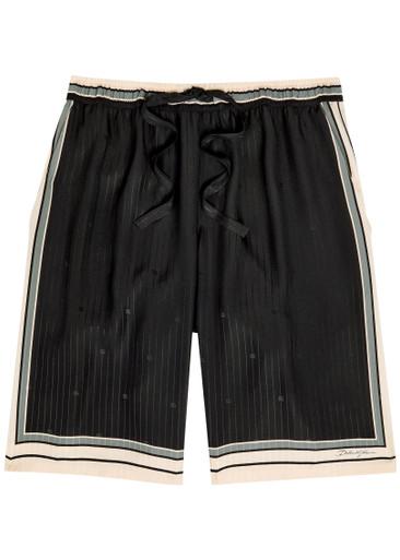 Striped logo-jacquard silk shorts by DOLCE&GABBANA