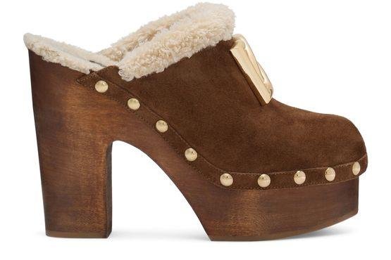 Suede and faux fur clogs by DOLCE&GABBANA