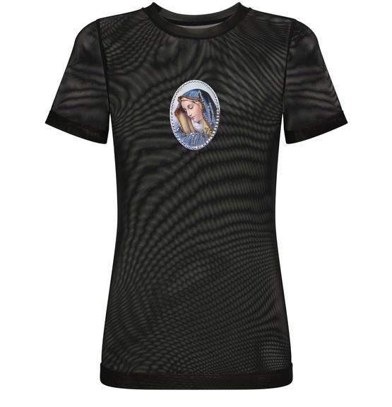 T-Shirt in Tulle with Sacred Image Patch by DOLCE&GABBANA