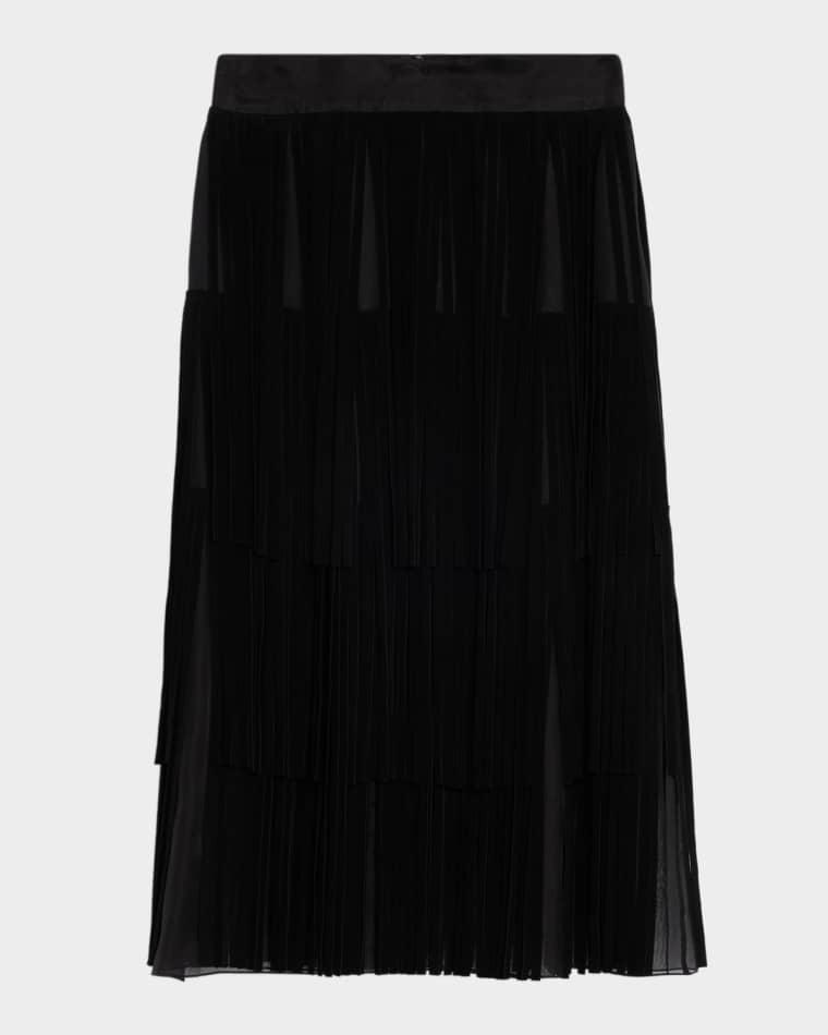 Tiered Fringe Silk Organza Midi Skirt by DOLCE&GABBANA