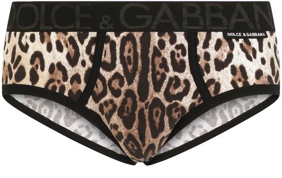 Two-way stretch jersey Brando briefs with leopard print by DOLCE&GABBANA