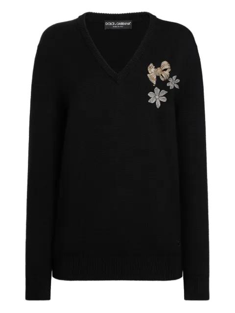 V-neck embroidered sweater by DOLCE&GABBANA
