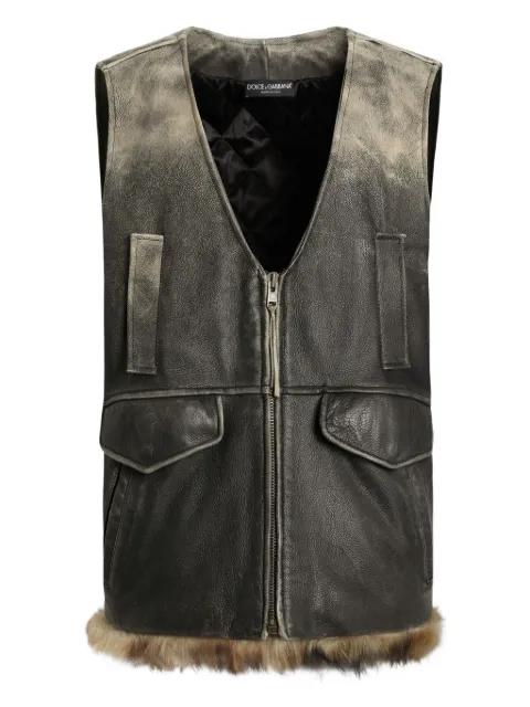 V-neck leather vest by DOLCE&GABBANA