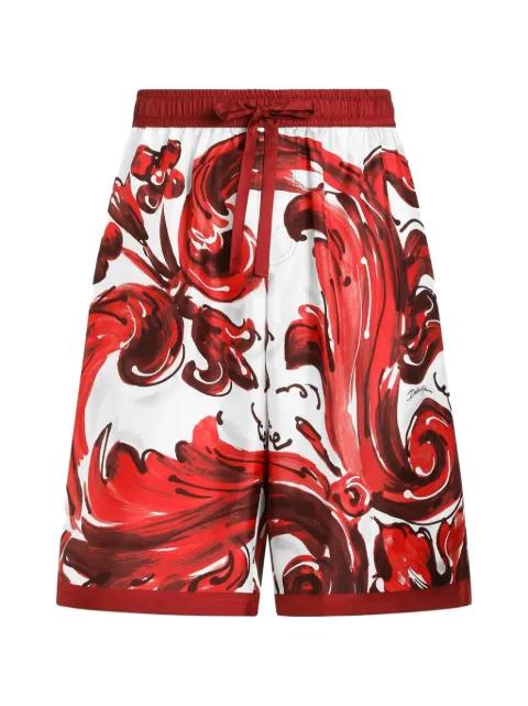 Vanity bermuda shorts in Majolica-print silk twill by DOLCE&GABBANA