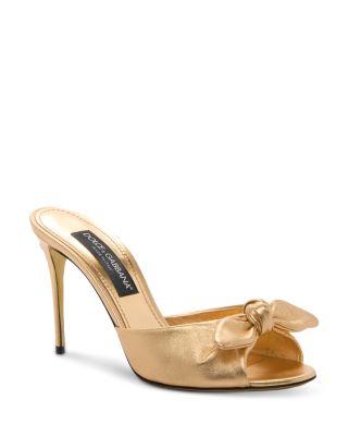 Women's Metallic Leather Bow High Heel Sandals by DOLCE&GABBANA